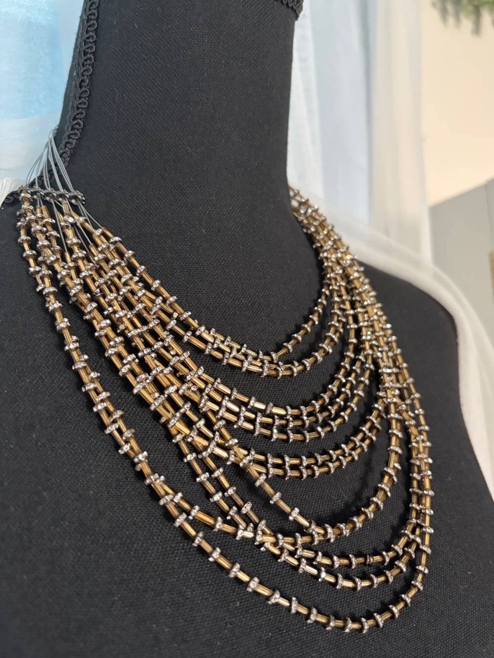 Chico's Layered Gold and Silver Bead Necklace